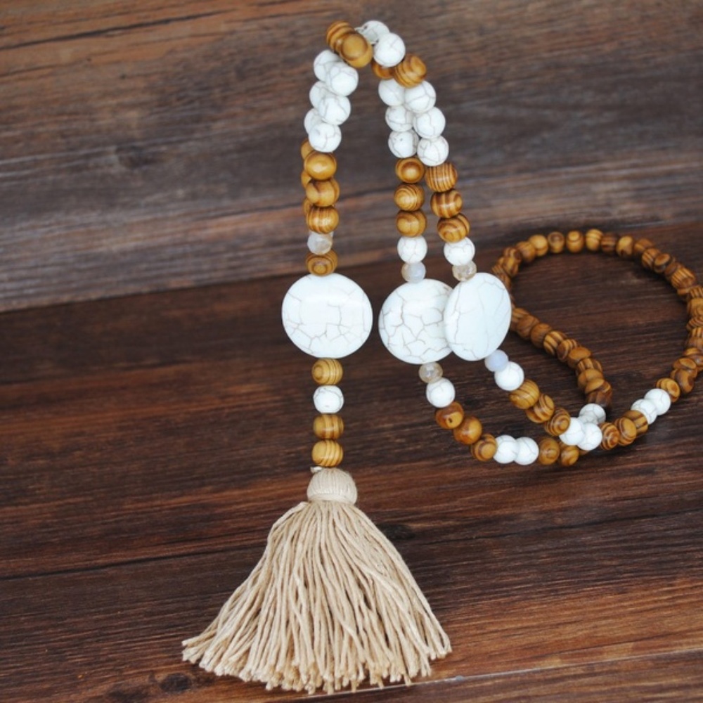 Boho Wood Bead Necklace